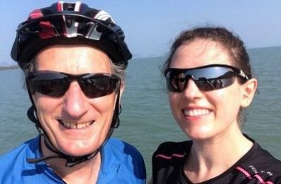 Nigel & Jen Fielden Cycling on the  tour with redspokes